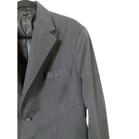Eddie Bauer Mens Dark Gray Canvas Blazer Size M Medium Herringbone Sports Coat - Picture 3 of 10